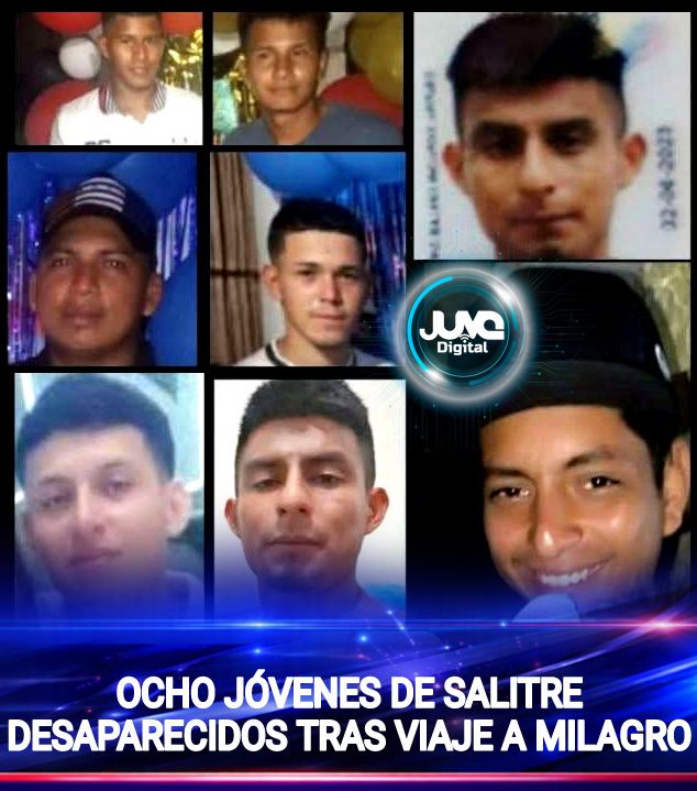 OCHO JÓVENES DE SALITRE PERMANECEN DESAPARECIDOS TRAS VIAJE A MILAGRO