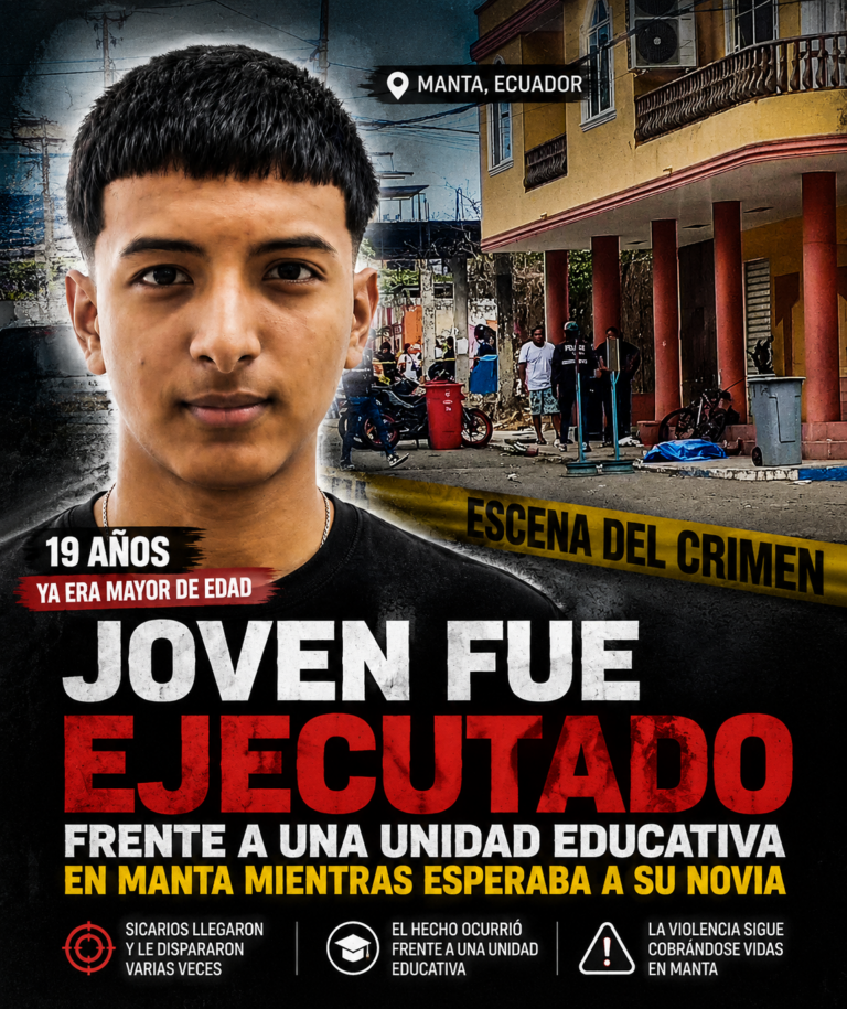 JOVEN FUE EJECUTADO FRENTE A UNA UNIDAD EDUCATIVA EN MANTA MIENTRAS ESPERABA A SU NOVIA