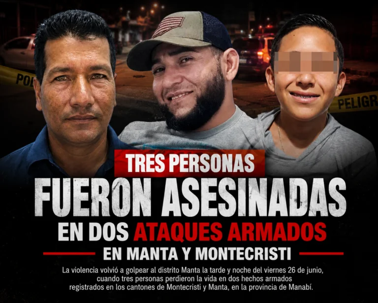 TRES PERSONAS FUERON ASESINADAS EN DOS ATAQUES ARMADOS EN MANTA Y MONTECRISTI
